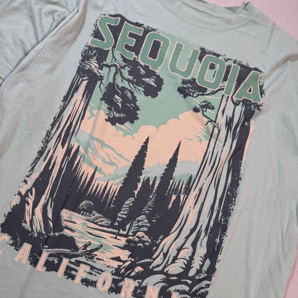 ME87 Sequoia California Graphic Tee XXL Sage Green Nature Streetwear T-Shirt